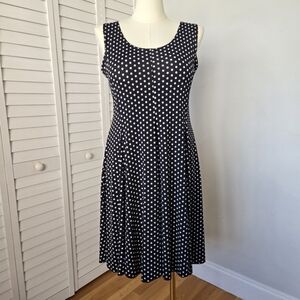 Black and‎ White Polka Dot Skater Dress Women's L Retro Classic Pinup Rockabilly